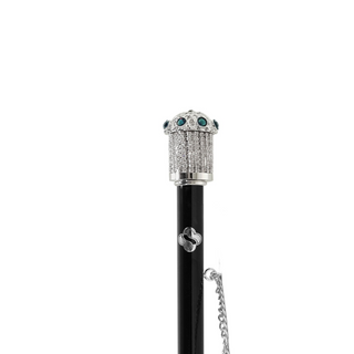 dark blue crystal handle handmade Italian designer luxury shoehorn close-up