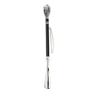 silver-plated drop shaped handle handmade Italian luxury shoehorn side view