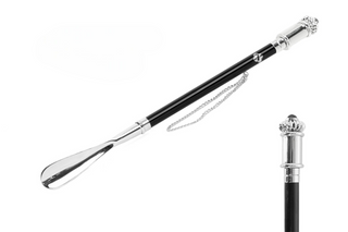 silver-plated knob handle 53cm handmade Italian luxury shoehorn front view
