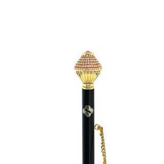 24K gold-plated crystal handle long handle handcrafted Italian luxury shoehorn close-up