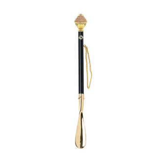 24K gold-plated crystal handle long handle handcrafted Italian luxury shoehorn side view