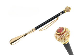 24K gold-plated long handle handcrafted Italian luxury shoehorn front view