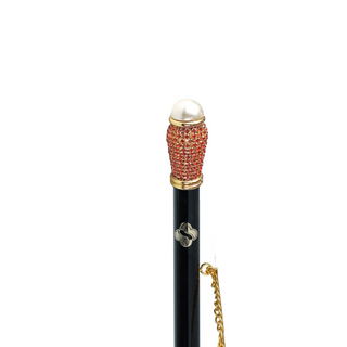 gold-plated Siam crystal handle long handle handmade Italian luxury shoehorn close-up