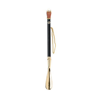 gold-plated Siam crystal handle long handle handmade Italian luxury shoehorn side view