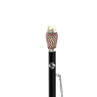 fuchsia crystal handle handmade Italian designer luxury shoehorn close-up