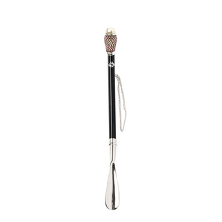 fuchsia crystal handle handmade Italian designer luxury shoehorn side view