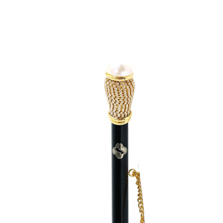 24K gold-plated crystal accent handle long handle handcrafted Italian luxury shoehorn close-up