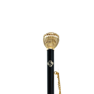 silver-plated black white crystal handle long handle handcrafted Italian luxury shoehorn close-up