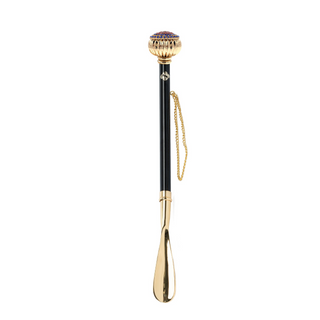 gold-plated multicolor crystal handle gift box long handle handmade Italian luxury shoehorn side view