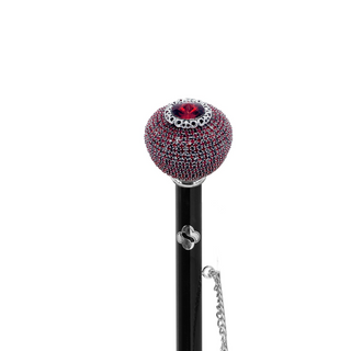 silver-plated red crystal handle 53cm long handle handmade Italian luxury shoehorn close-up