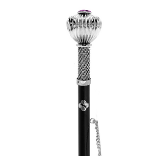 silver-plated flower crystal handle long handle handmade Italian luxury shoehorn close-up
