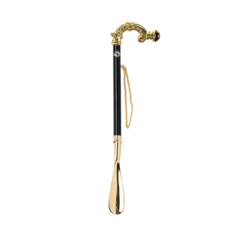 24K gold-plated tiger's eye stone handle long handle handcrafted Italian luxury shoehorn side view