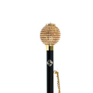 24K gold-plated multicolor crystal handle long handle handmade Italian luxury shoehorn close-up