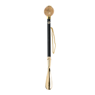 24K gold-plated multicolor crystal handle long handle handmade Italian luxury shoehorn side view