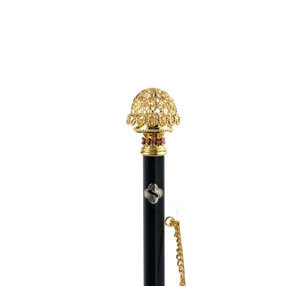 24K gold-plated brass filigree design long handle handmade Italian luxury shoehorn close-up