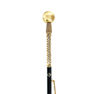 24K gold-plated crystal embellished long handle handcrafted Italian luxury shoehorn close-up