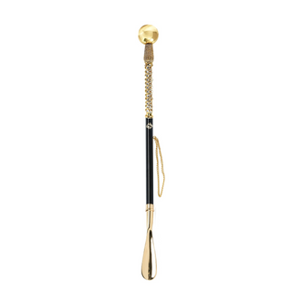 24K gold-plated crystal embellished long handle handcrafted Italian luxury shoehorn side view