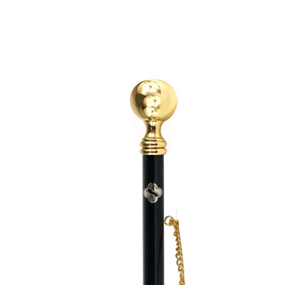 gold-plated 53cm long handle handcrafted Italian luxury shoehorn close-up