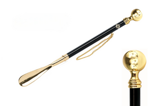gold-plated 53cm long handle handcrafted Italian luxury shoehorn front view
