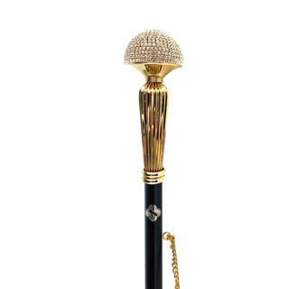 gold-plated crystal handle long handle handcrafted Italian luxury shoehorn close-up