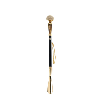 gold-plated crystal handle long handle handcrafted Italian luxury shoehorn side view