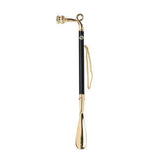 gold-plated blue crystal gift box long handle handmade Italian luxury shoehorn side view
