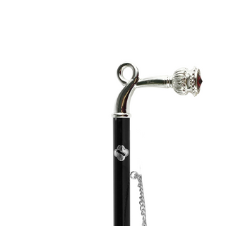 silver-plated 21 inch long handle handmade Italian luxury shoehorn close-up