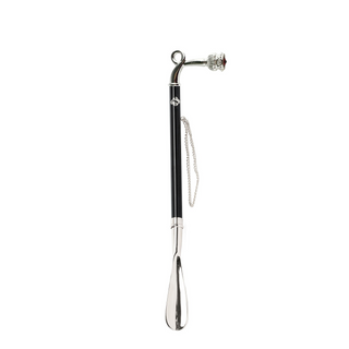 silver-plated 21 inch long handle handmade Italian luxury shoehorn side view