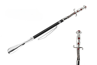 925 silver handle 53cm long handle handmade Italian luxury shoehorn front view
