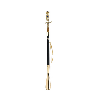 24K gold-plated long handle handmade Italian luxury shoehorn side view