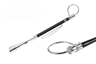 silver-plated brass 53cm long handle handmade Italian luxury shoehorn front view