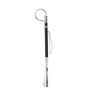 silver-plated brass 53cm long handle handmade Italian luxury shoehorn side view