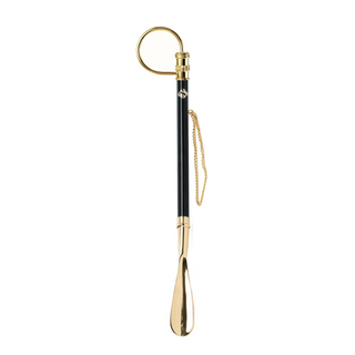 24K gold-plated crystal embellished handle 53cm long handle handmade Italian luxury shoehorn side view