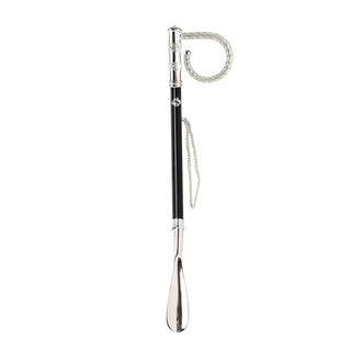 silver-plated brass gift box 53cm long handle handmade Italian luxury shoehorn side view