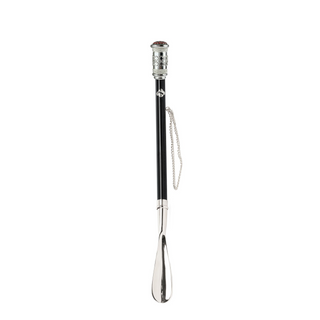silver-plated red crystal embellishment long handle handmade Italian designer luxury shoehorn side view