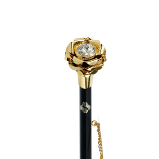 24K gold-plated artisan brass golden rose handle long handle handmade Italian luxury shoehorn close-up