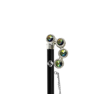925 silver-plated multicolor crystal handle 53cm long handle handcrafted Italian luxury shoehorn close-up