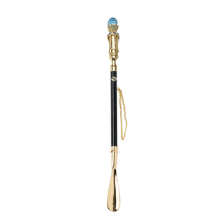 gold-plated crystal handle 53cm long handle handcrafted Italian luxury shoehorn side view