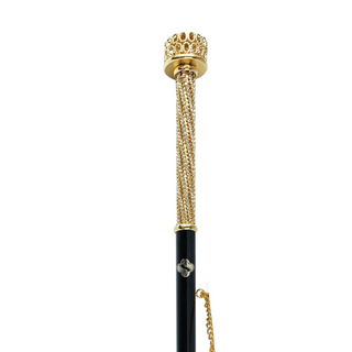 gold-plated crystal detail long handle handcrafted Italian luxury shoehorn close-up
