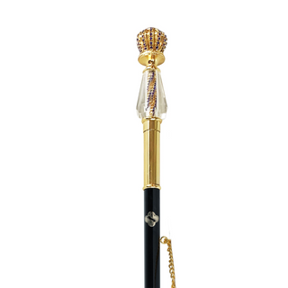 24K gold-plated sapphire crystal handle long handle handmade Italian luxury shoehorn close-up