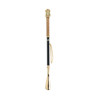 gold-plated crystal handle gift box long handle handmade Italian luxury shoehorn side view