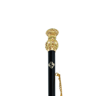 24K gold-plated crystal handle brass long handle handcrafted Italian luxury shoehorn close-up