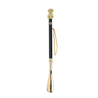 24K gold-plated crystal handle brass long handle handcrafted Italian luxury shoehorn side view