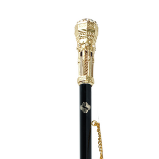 gold-plated tower design long handle handmade Italian luxury shoehorn close-up