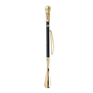 gold-plated tower design long handle handmade Italian luxury shoehorn side view