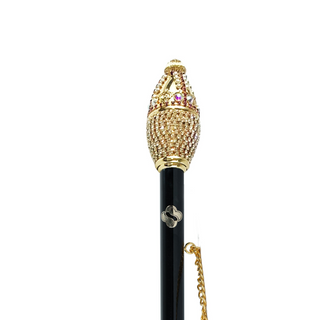 gold-plated 24K gold accents crystal handle long handle handmade Italian luxury shoehorn close-up