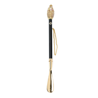 gold-plated 24K gold accents crystal handle long handle handmade Italian luxury shoehorn side view
