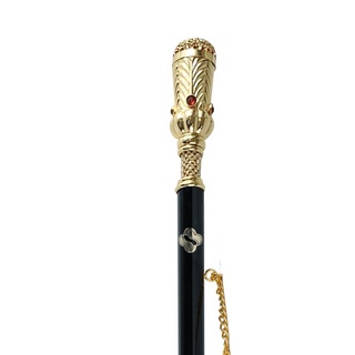 24K gold-plated brass long handle handmade Italian luxury shoehorn close-up