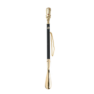 24K gold-plated brass long handle handmade Italian luxury shoehorn side view