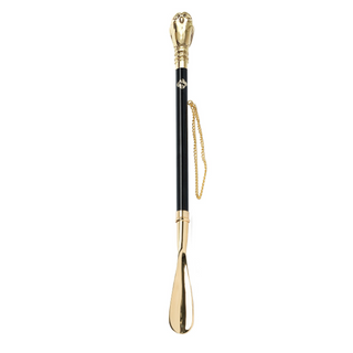24K gold-plated owl handle long handle handcrafted Italian luxury shoehorn side view
